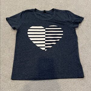 J. Crew Dark Blue Striped Heart Tee